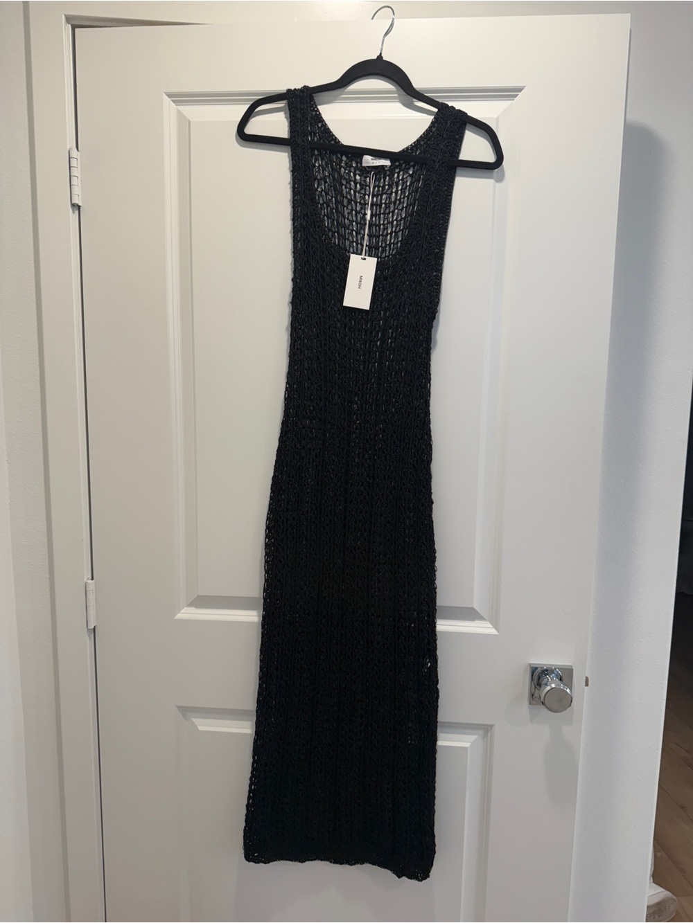 Mikoh Rella Macrame Black Open-Knit Maxi Dress Color Night